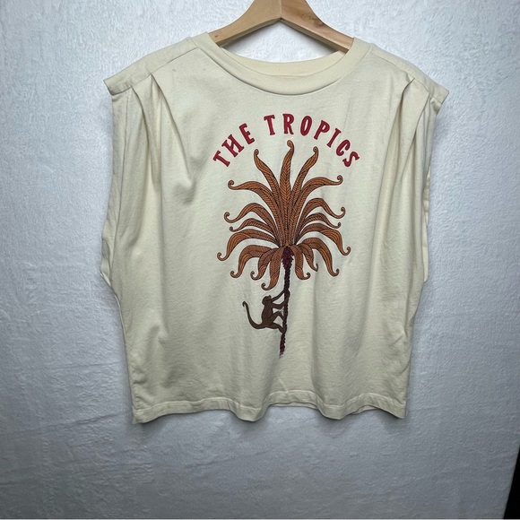 Farm Rio Womens Muscle Shirt The Tropics Oversized Size M Anthropology - Picture 6 of 12